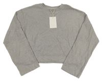 Nové - Sivý rebrovaný crop sveter Zara
