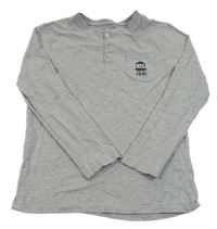 Šedé melírované triko s kapsou a nápisem Manguun