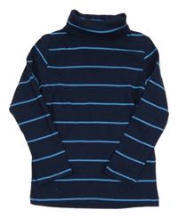 Tmavomodré pruhované triko s rolákem H&M