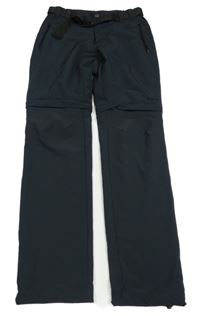 Antracitové šusťákové outdoorové kalhoty s páskem Rossi 