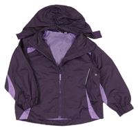 Fialová šušťáková jarná bunda s kapucňou Alive