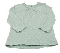 Světlezelenošedé triko s puntíky a volánky George