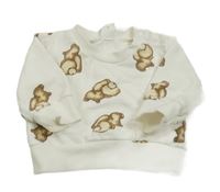 Bílá mikina s medvídky Shein