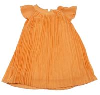 Oranžové plisované šifónové šaty s mašlou C&A