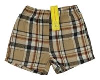 Nové - Béžovo-farebné kockované kraťasy Shein