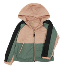 Světlerůžovo-khaki-černá šusťáková jarní bunda s kapucí Next