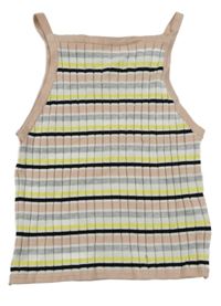 Farebný pruhovaný rebrovaný crop pletený top H&M