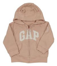 Světlerůžová propínací mikina s logem a kapucí GAP