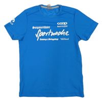 Modré športové tričko s nápisom