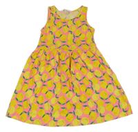 Neónově ružové bavlnené šaty s citrony H&M