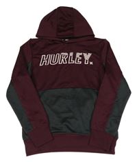 Vínovo-šedá mikina s logem a kapucí Hurley