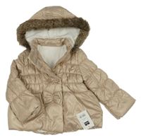 Nové - Béžová šusťáková prošívaná zimní parka s kapucí St. Bernard