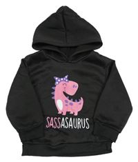 Čierna mikina s dinosauram a kapucňou
