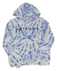Modro-bílá vzorovaná mikina Friends s kapucňou