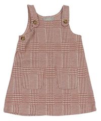 Starorůžovo-smotanové kockované vzorované úpletové šaty PRIMARK