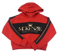 Červeno-čierna crop mikina s logom a kapucňou MCKENZIE