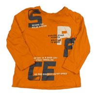 Oranžové tričko s písmenky a nápismi zn. little kids