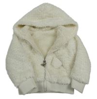 Smetanový chlupatý zateplený bomber s kapucí