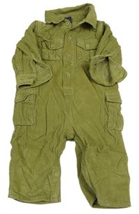 Khaki cargo manšestrová podšitá kombinéza s límečkem GAP