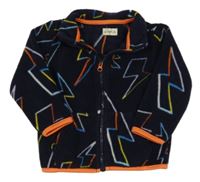 Tmavomodro-oranžová fleecová prepínaci mikina s bleskami F&F