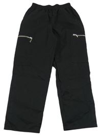 Čierne cargo šušťákové nohavice