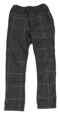 Černo-šedé kostkované vzorované melírované chino kalhoty F&F