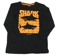 Čierne tričko s nápismi a žralokmi Y.F.K.