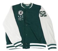 Smaragdovo-biela baseballová mikina so znakom a číslom H&M