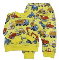 2Set - Žlutá mikina se stavebními stroji + tepláky 