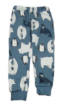 Modrošedé melírované tepláky so zvieratkami Matalan