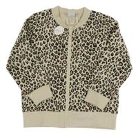 Nové - béžovo-hnědo-černá vzorovaná propínací mikina LINDEX