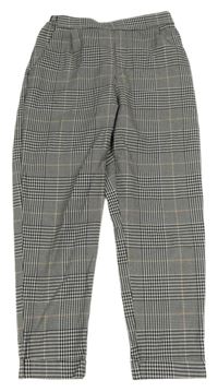 Čierno-bielo-hnedé kockované vzorované nohavice H&M