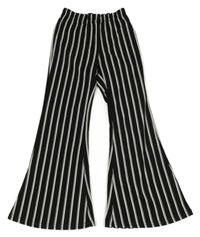 Čierno-biele pruhované flare nohavice SHEIN