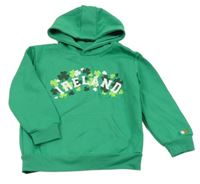 Zelená mikina s nápisom a trojlístky a vreckom a kapucňou PRIMARK