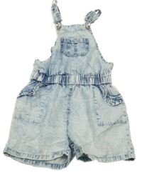 Modro-bílé plísňové lehké riflové laclové kraťasy s volánky ZEEMAN