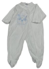 Biely zamatový overal s pandou