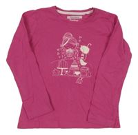 Tmavoružové tričko s dívkou a mačičkou impidimpi