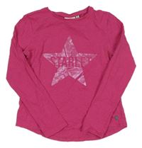 Tmavorůžové melírované triko s hvězdou s nápisem TOM TAILOR