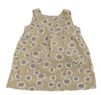 Hnědobéžové kvetované plátenné šaty Mexx