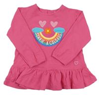 Tmavorůžová mikina se srdíčkem a duhou - smajlík a volánkem Agatha Ruiz De La Prada