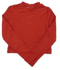 Červený rebrovaný crop rolák so srdiečkovaným prestrihom H&M