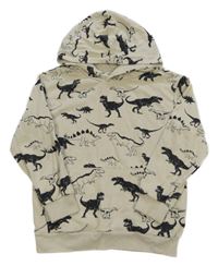 Světlebéžová mikina s dinosaury a kapucí H&M