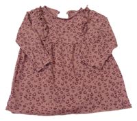 Starorůžovo-mahagónovoé vzorované šaty s volánikmi H&M