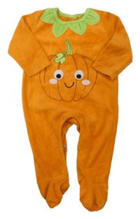 Oranžovo-zelený zamatový overal - tekvica