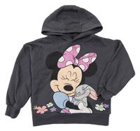 Tmavošedá oversize mikina s Minnie a kapucí PRIMARK