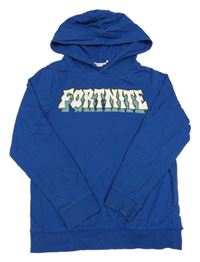 Cobaltovoě modrá mikina s nápisem - Fortnite a kapucňou guppy