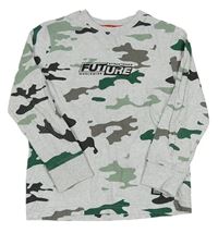 Svetlosivé tričko s army vzorom a nápisom F&F