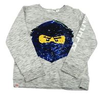 Sivá melírovaná mikina s Lego Ninjago z překlápěcích flitrů H&M