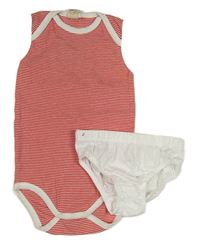 2set - Červeno-biele pruhované body + biele slipy