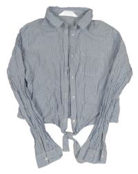 Modro-bílá pruhovaná crop halenka H&M